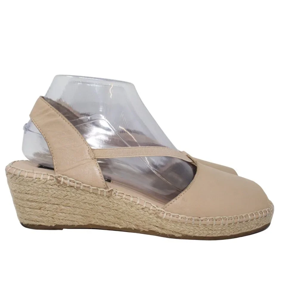 Steven By Steve Madden Womens 9 B Izzi Espadrille Wedge Beige Leather Sandals - Picture 7 of 15